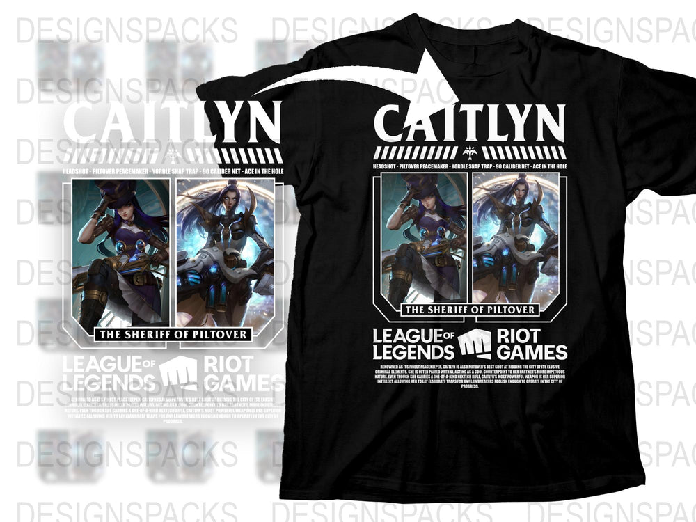 Caitlyn League of Legends T-Shirt, Sheriff of Piltover Graphic Tee, Gamer Clothing, Riot Games Merchandise