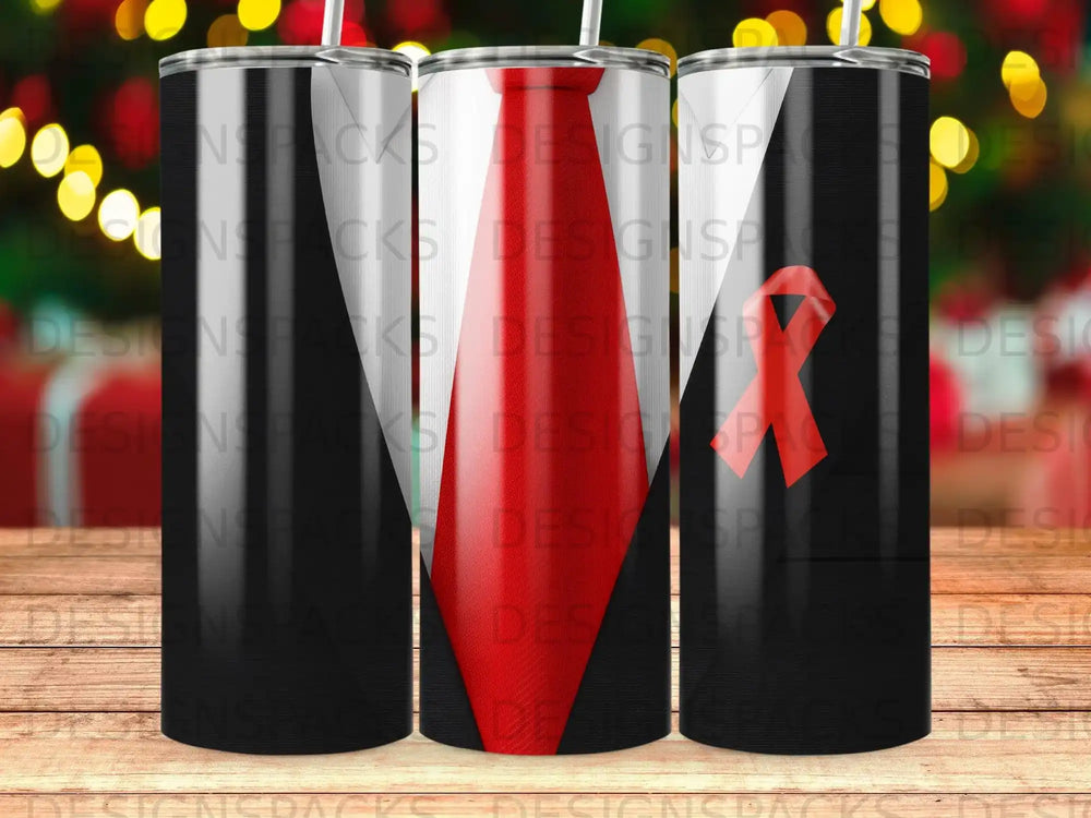 Black Suit White Shirt Red Tie Red Ribbon Design product type