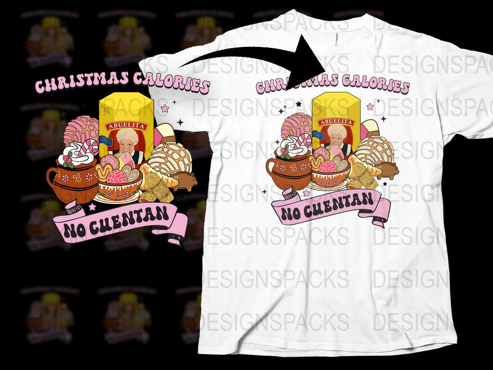 Funny Christmas T-Shirt, Holiday Dessert Graphic Tee, Unique Festive Apparel, 'Christmas Calories Don't Count' Shirt