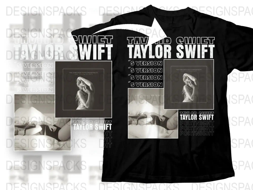 Taylor Swift Inspired T-Shirt, Eras Tour Merch, Pop Music Fan Apparel, Black Tee with White Graphic Design
