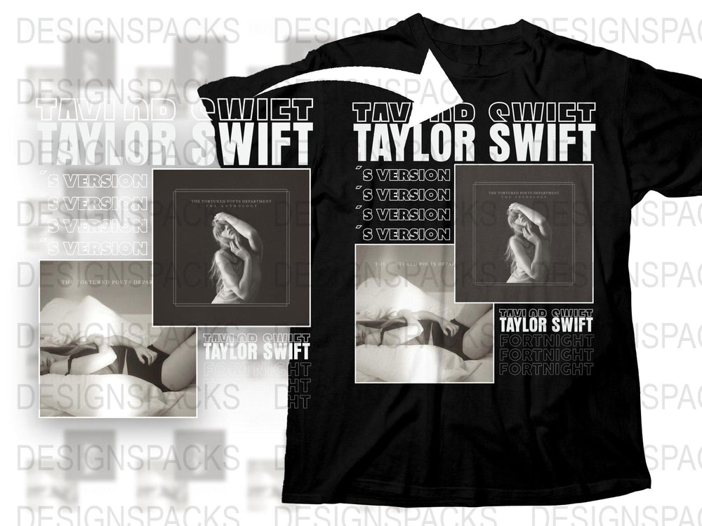 Taylor Swift Inspired T-Shirt, Eras Tour Merch, Pop Music Fan Apparel, Black Tee with White Graphic Design