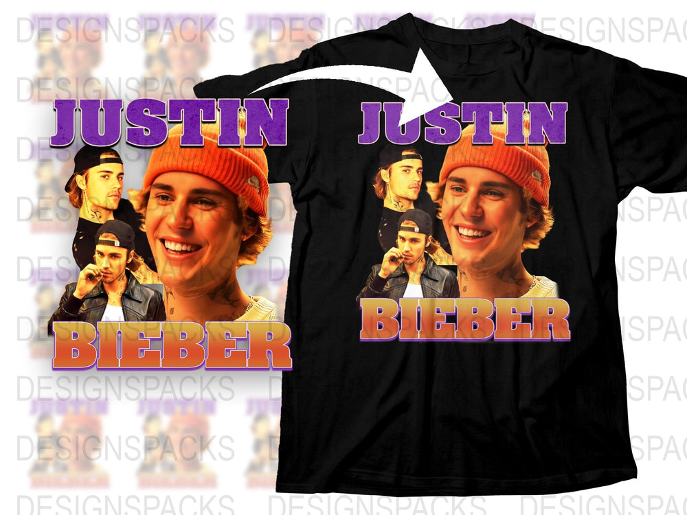 Justin Bieber T-Shirt, Pop Music Fan Merchandise, Unisex Black Graphic Tee