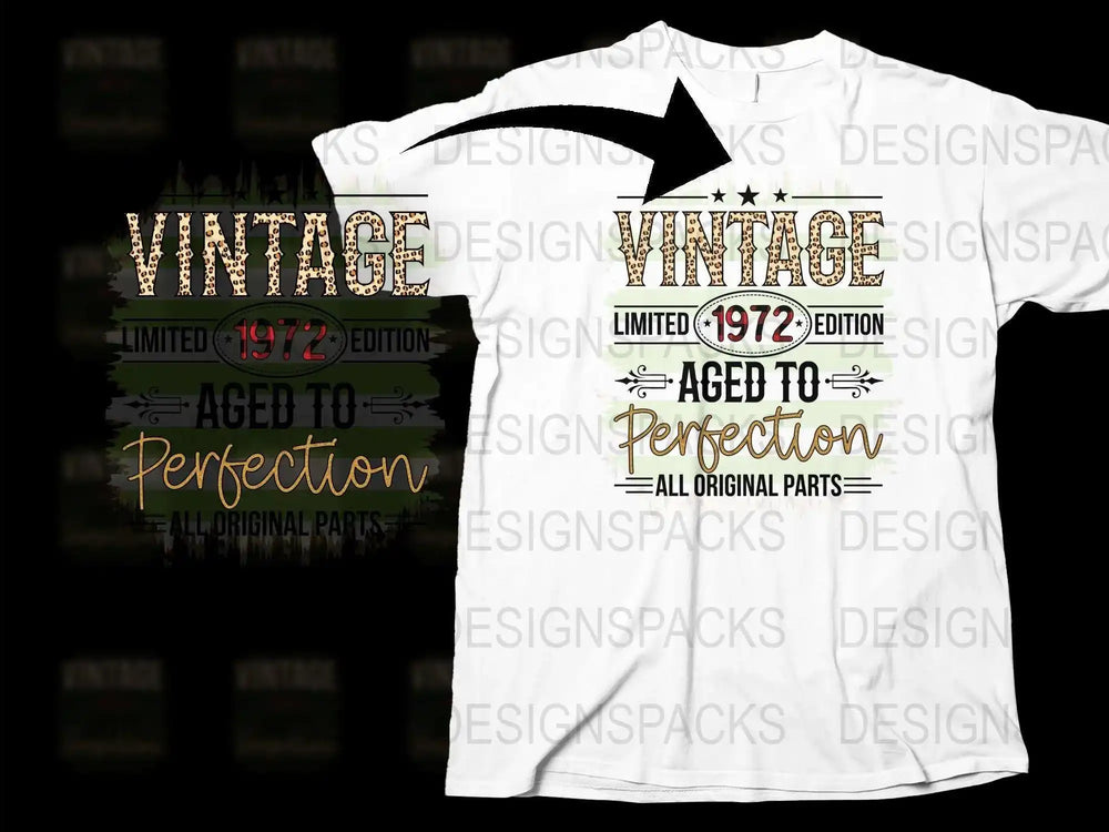Vintage 1972 Aged to Perfection T-Shirt, Retro Birthday Gift, Classic Limited Edition Tee, All Original Parts, Unisex Shirt
