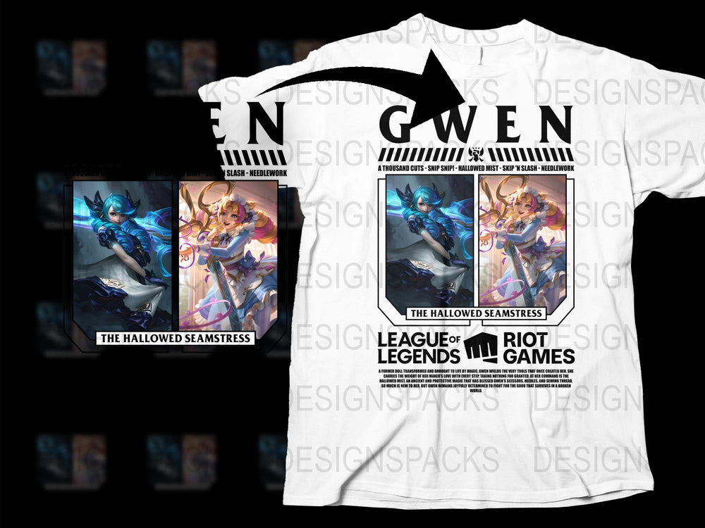 League of Legends Gwen T-Shirt, The Hallowed Seamstress Graphic Tee, Riot Games Merchandise, Gamer Clothing Gift