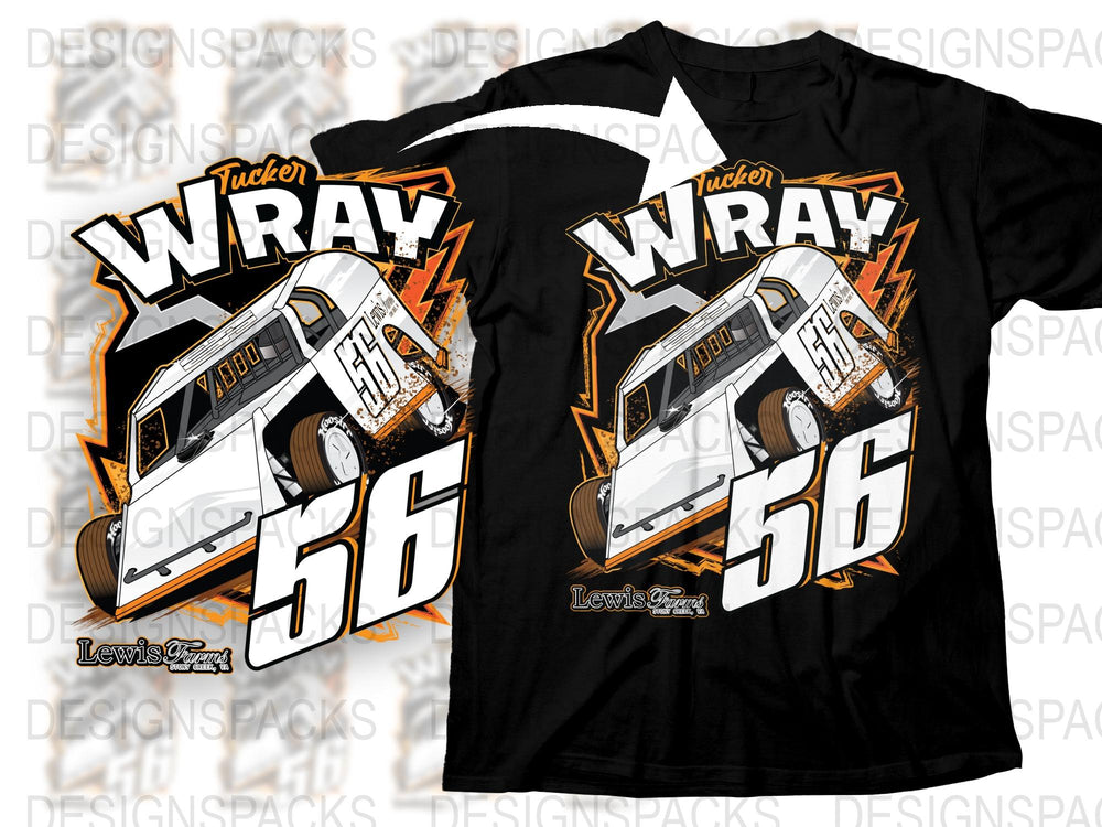 Tucker Wray Number 56 Racing RV Graphic T-Shirt, Motorsport Apparel, Unique Custom Racing Design Tee