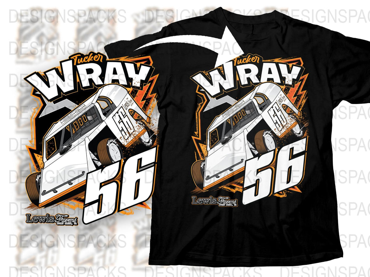 Tucker Wray Number 56 Racing RV Graphic T-Shirt, Motorsport Apparel, Unique Custom Racing Design Tee