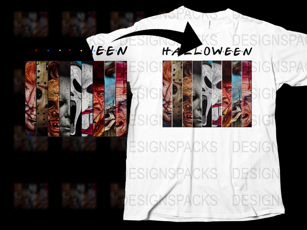 Halloween Horror Movie Characters T-Shirt, Unisex Graphic Tee, Scary Film Design Shirt