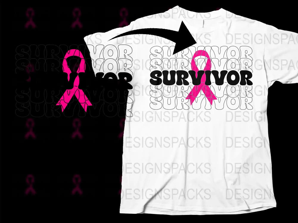 Breast Cancer Awareness T-Shirt, Pink Ribbon Survivor Graphic Tee, Unisex White Cotton Shirt