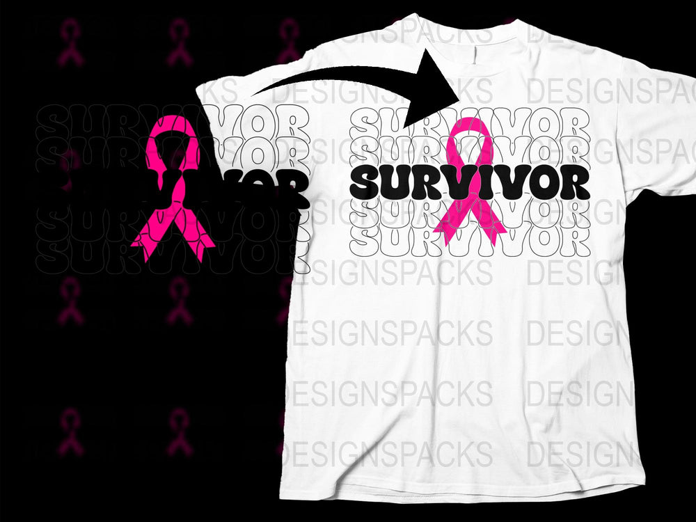 Breast Cancer Awareness T-Shirt, Pink Ribbon Survivor Graphic Tee, Unisex White Cotton Shirt