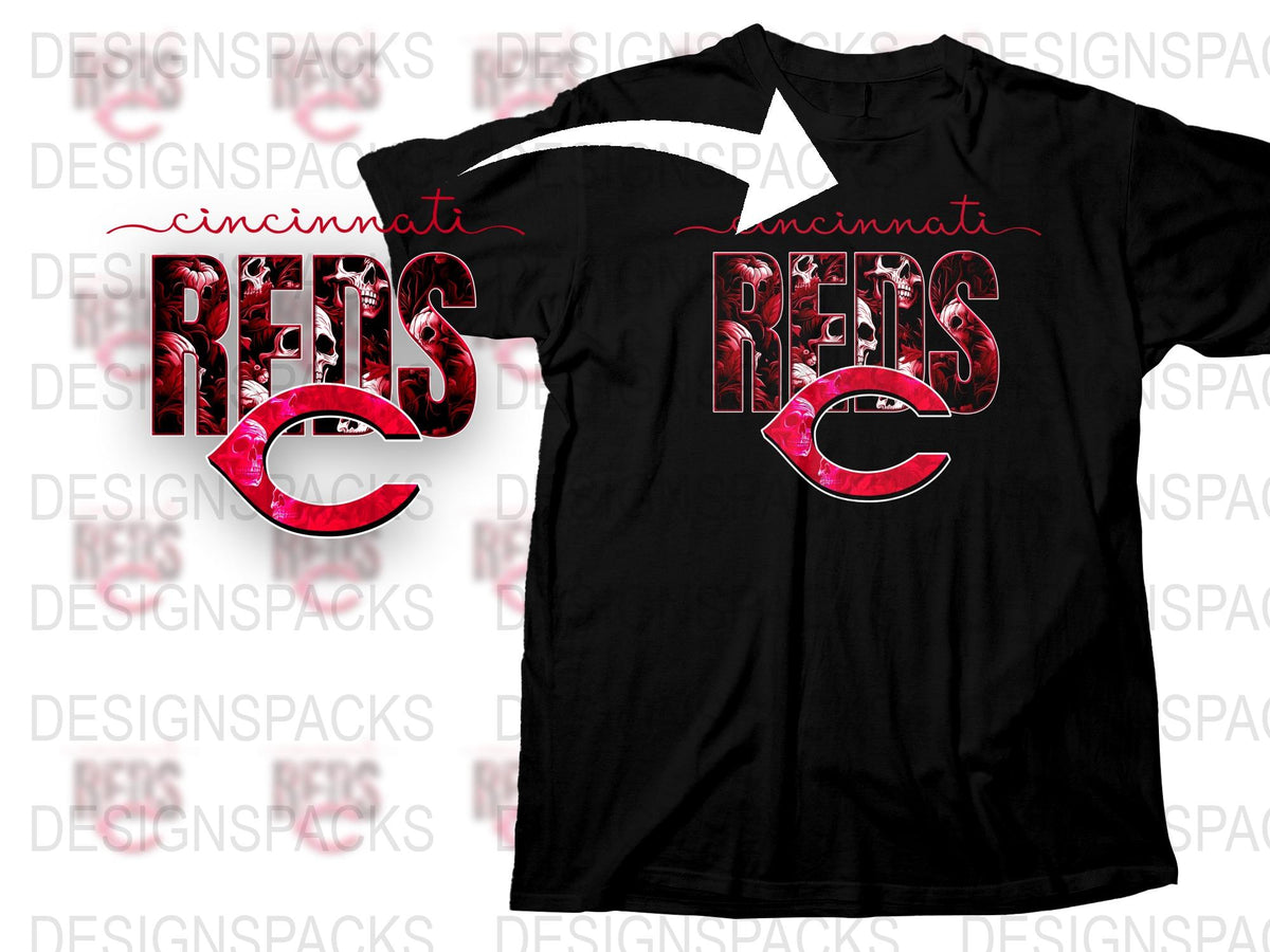 Cincinnati Reds Inspired Graphic T-Shirt, Black Cotton Tee, Sports Team Fan Apparel