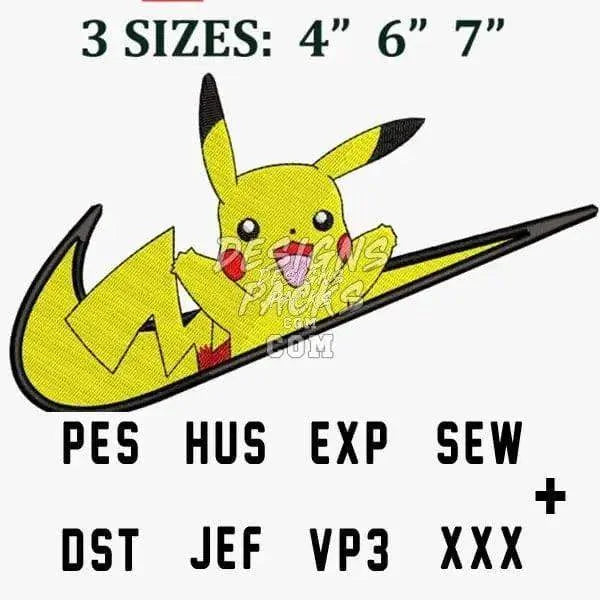 Pika Swoosh Sport Anime Embroidery Design