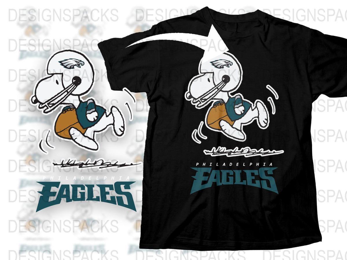 Philadelphia Eagles Themed T-Shirt, Vintage Cartoon Eagle Graphic Tee, Sports Fan Apparel, Black Cotton Shirt