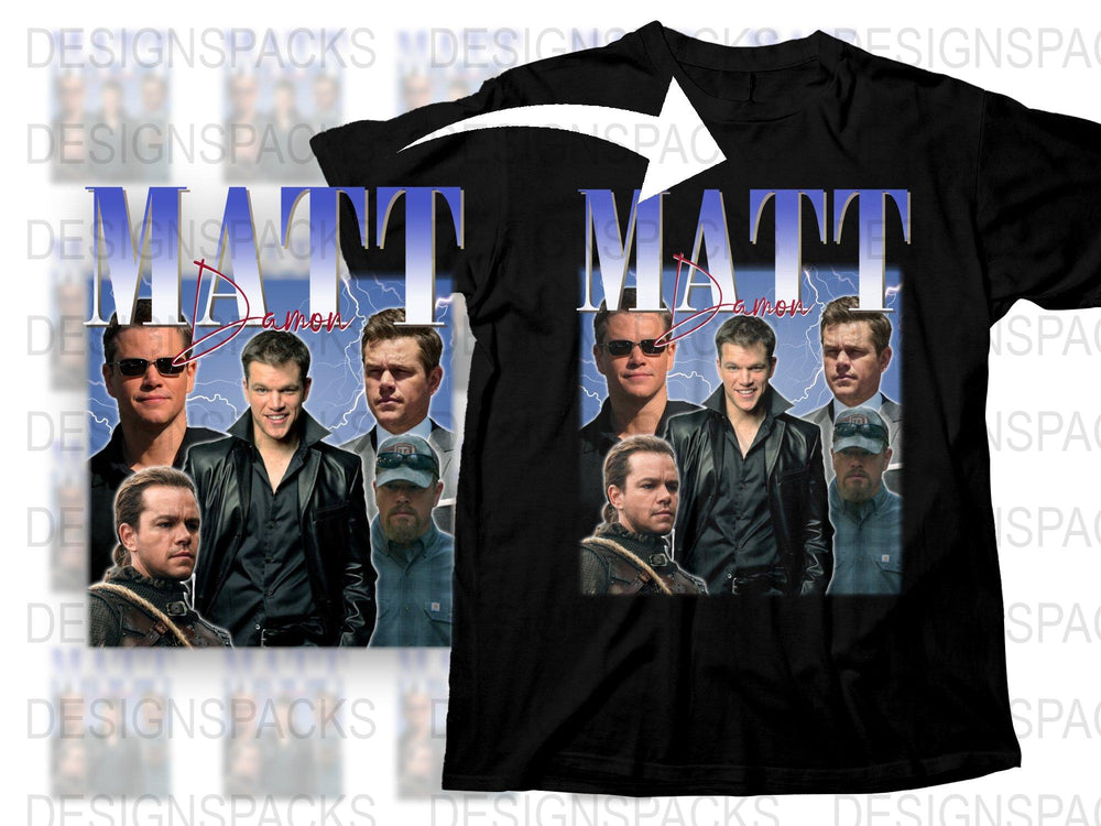 Vintage Matt Damon Collage T-Shirt, Classic Movie Star Tee, Unisex Graphic Shirt, Film Buff Gift Idea