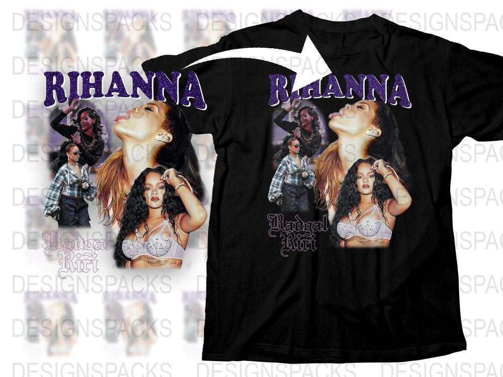 Rihanna Graphic T-Shirt, Vintage 90s Style Pop Icon Tee, Music Fan Merchandise, Fan Art Clothing Gift