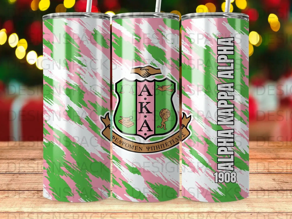Alpha Kappa Alpha Pink Green Stripes Tumbler product type