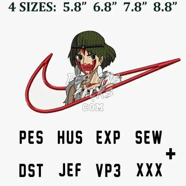 Princess Mononoke Swoosh Sport Anime Embroidery Design