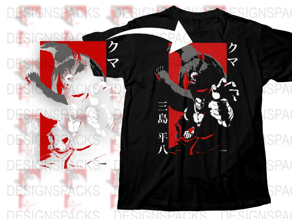 Japanese Anime Inspired Graphic T-Shirt, Red and Black Cotton Tee, Unique Manga Art Design, Cool Casual Streetwear