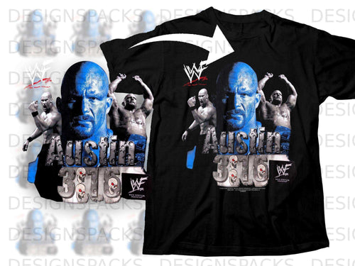 Austin 3:16 World Wrestling Federation t-shirt with wrestler graphic.