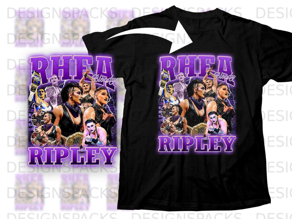 Black t-shirt with Rhea Ripley graphic and "RIPLEY" text.