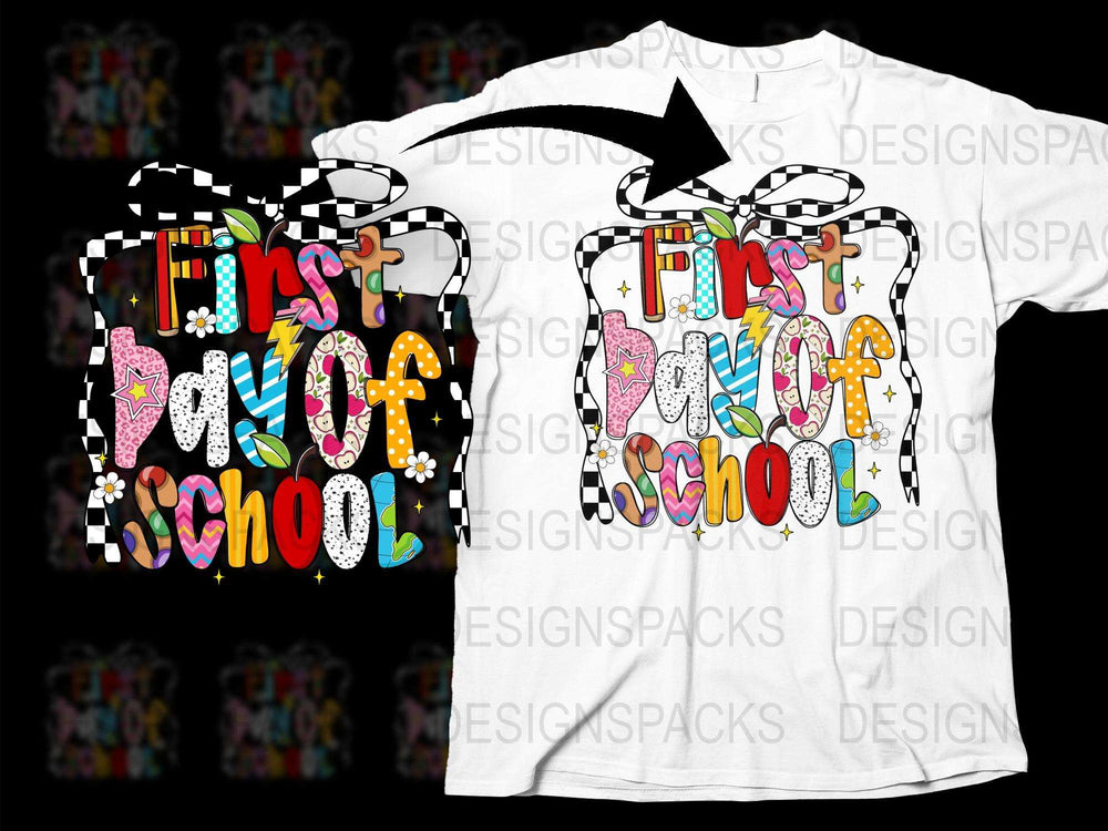 First Day of School T-Shirt, Colorful Apple Design, Teacher Gift, Back to School Outfit