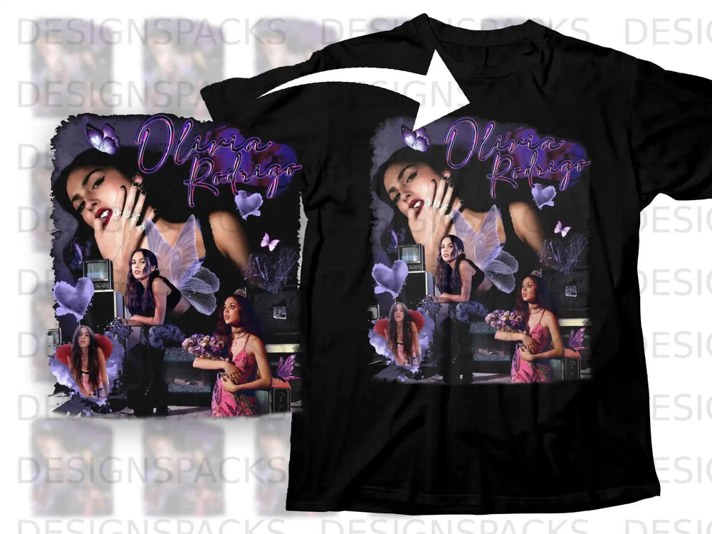 Olivia Rodrigo graphic tee with a vibrant collage of the singer.