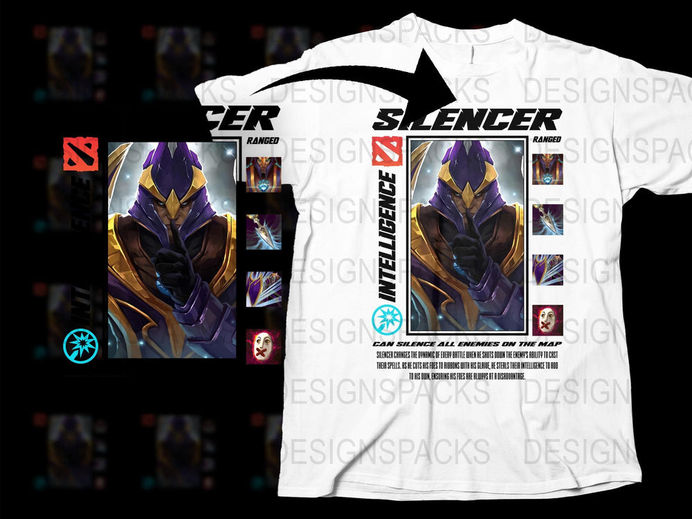 Men's Graphic T-Shirt, Ranger Silencer Character, Gaming Fan Apparel, White Cotton Tee, Unique Hero Design, Cool Gamer Gift