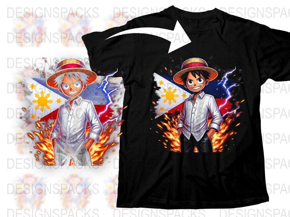 Anime Character T-Shirt, Fire and Ice Theme, Manga Graphic Tee, Unisex Casual Wear
