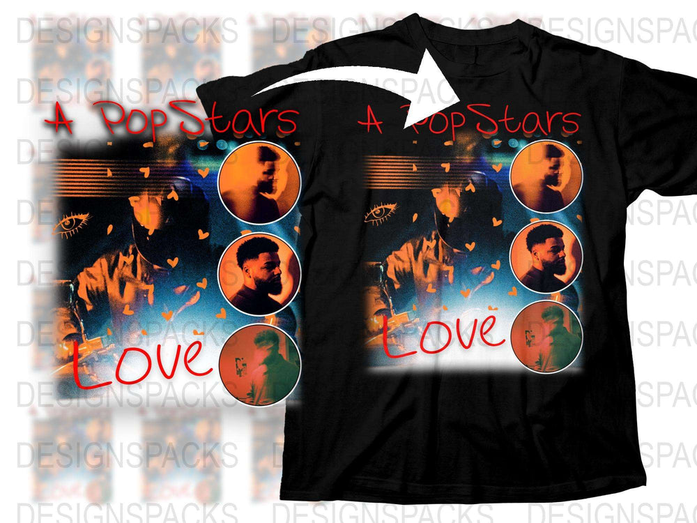 Pop Star Graphic T-Shirt, Vintage Style Music Artist Love Tee, Unisex Cotton Black Shirt