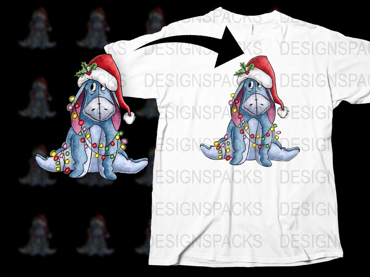 Christmas Dog T-Shirt, Cute Holiday Basset Hound with Santa Hat and Lights, Festive Winter Apparel for Pet Lovers