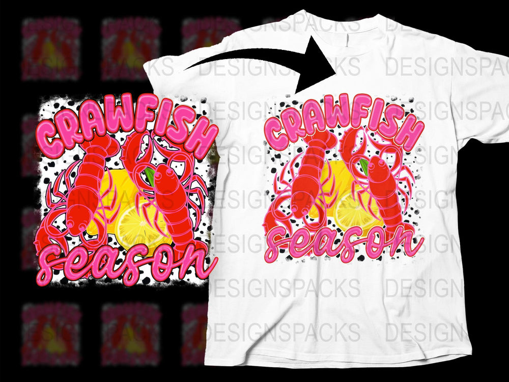 Crawfish Season Graphic T-Shirt, Colorful Red Crawfish Design, Summer Festival Casual Wear, Unisex Party Tee