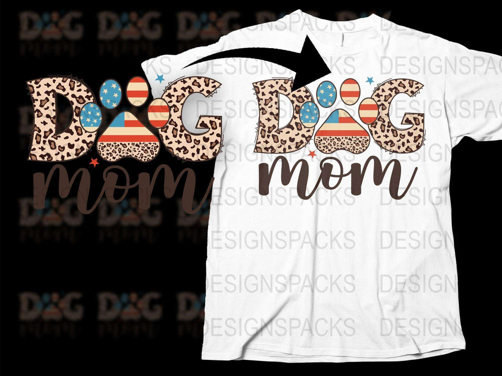 Dog Mom T-Shirt, Leopard Print and Stripes, Pet Lover Gift, Animal Pattern Women's Tee, Casual Fashion, Trendy Graphic Shirt.