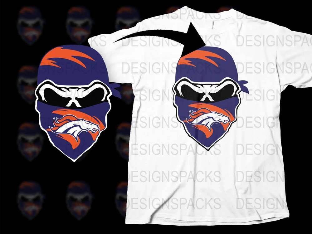 Men's White T-Shirt with Blue and Orange Ninja Graphic, Stylish Casual Wear, Unique Design Tee