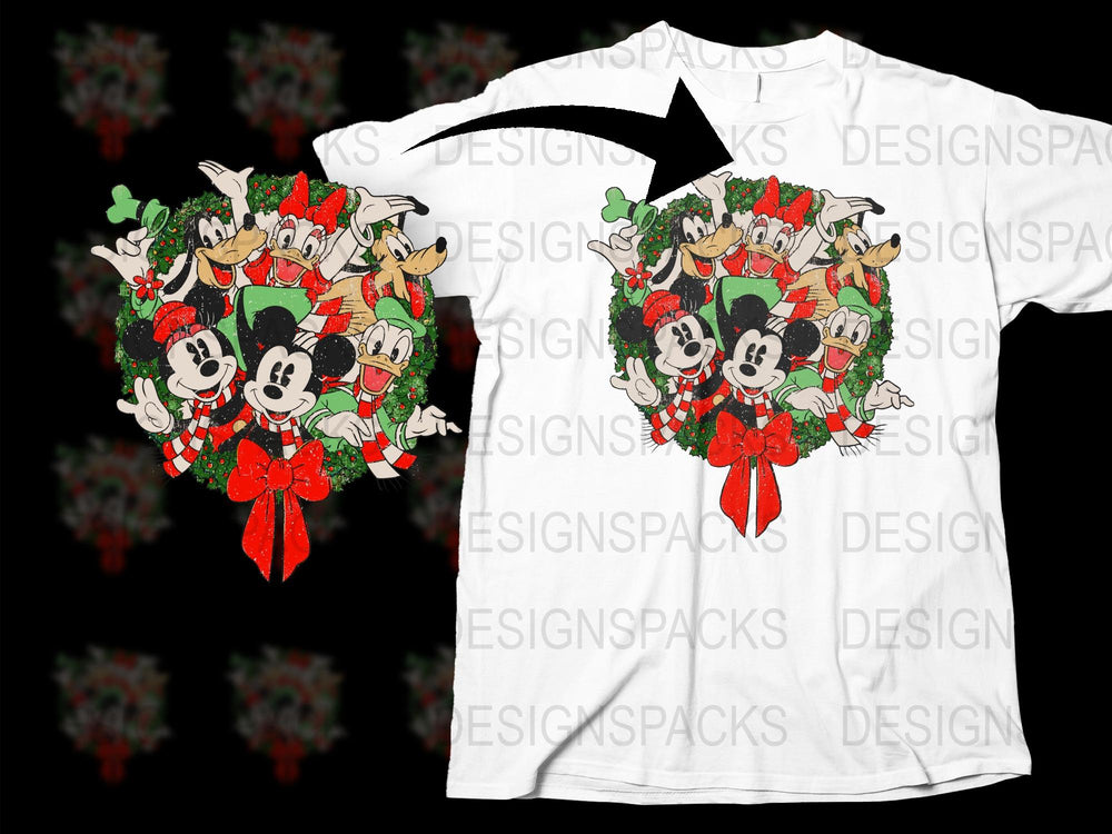 Christmas T-Shirt with Vintage Cartoon Characters, Festive Holiday Graphic Tee, Unisex Adult Clothing