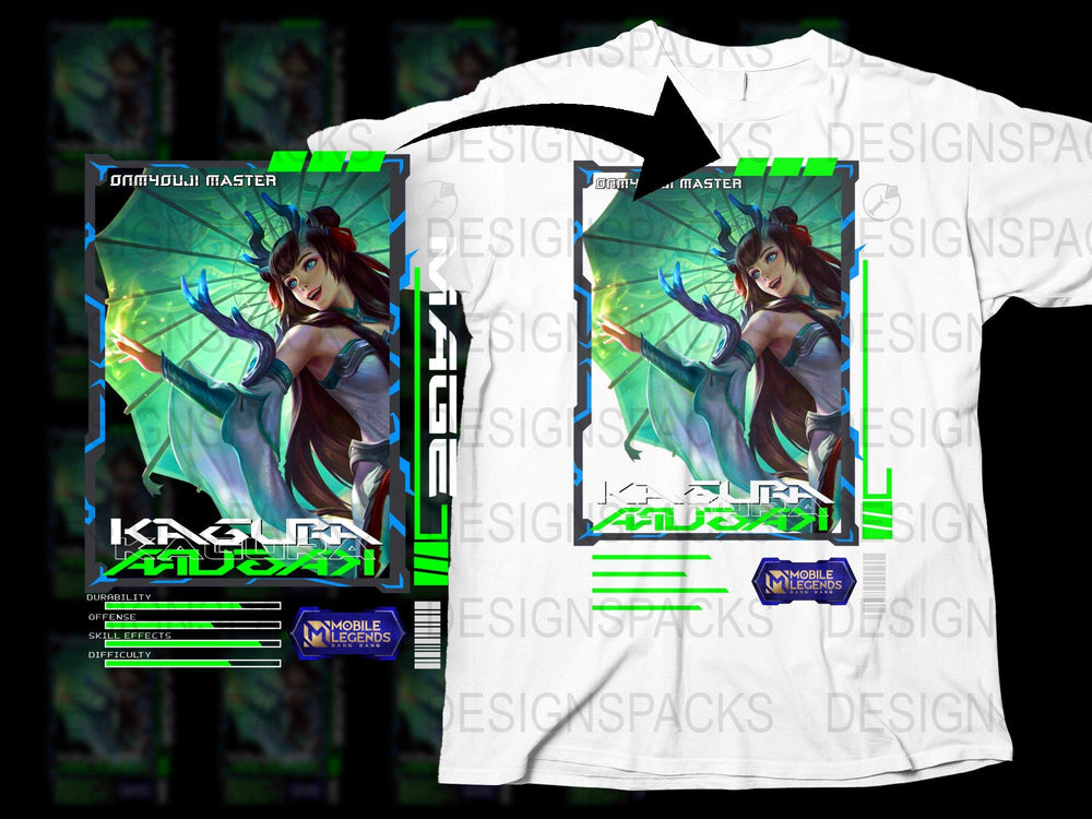 Anime Onmyouji Master T-Shirt, Kagura Umbrella Mobile Legends Graphic Tee, Unisex Full Print Shirt