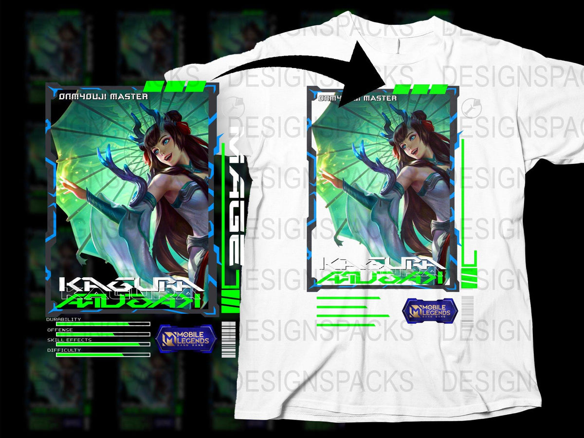 Anime Onmyouji Master T-Shirt, Kagura Umbrella Mobile Legends Graphic Tee, Unisex Full Print Shirt