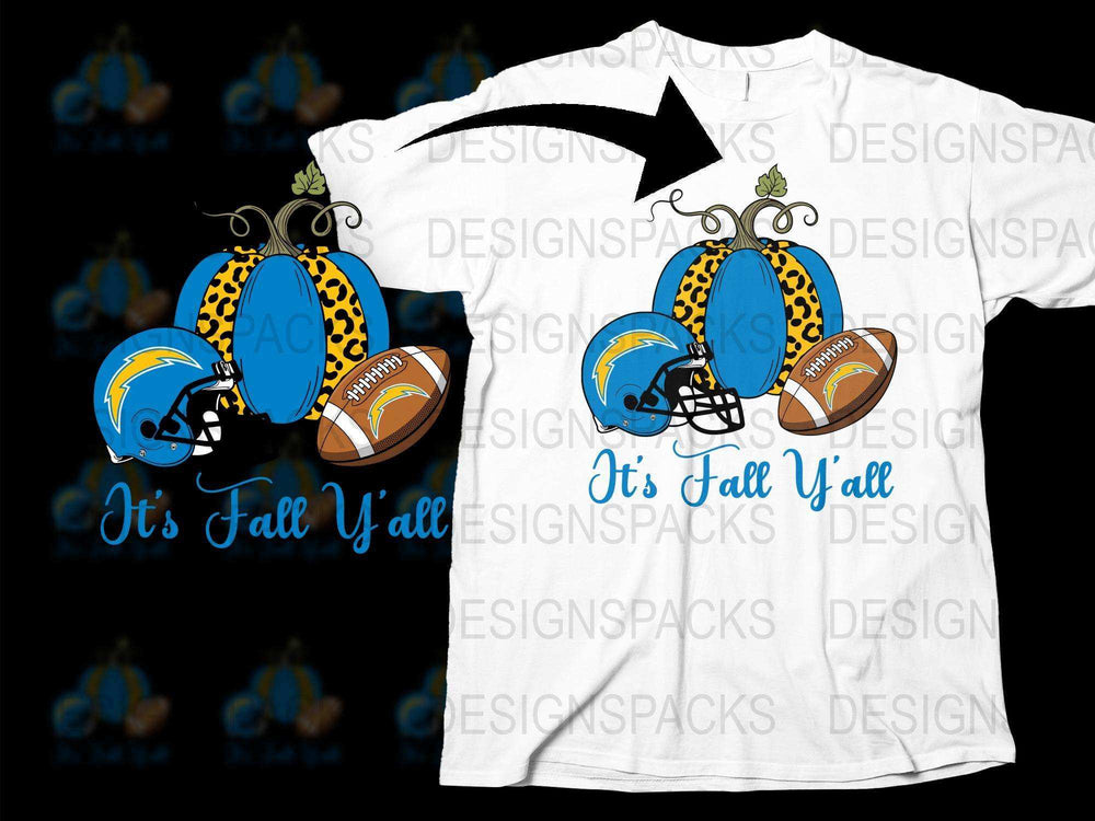 Fall Themed T-Shirt, Football Design, It's Fall Y'all Quote, Pumpkin Graphic, Sports Tee