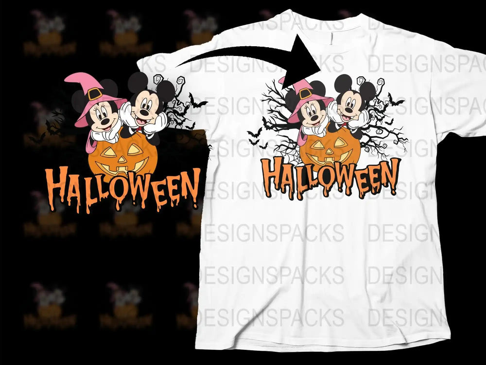 Halloween Disney Shirt, Mickey Mouse Pumpkin Tee, Minnie Witch Costume, Kids and Adults Holiday Apparel