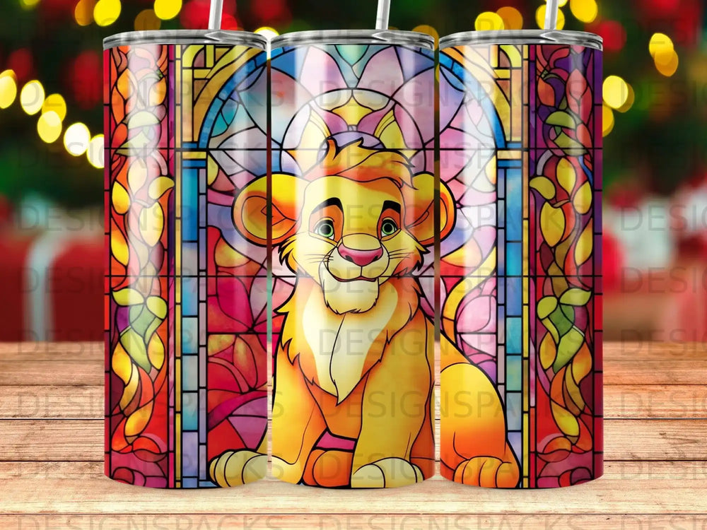 Stained glass design featuring Simba from The Lion King.