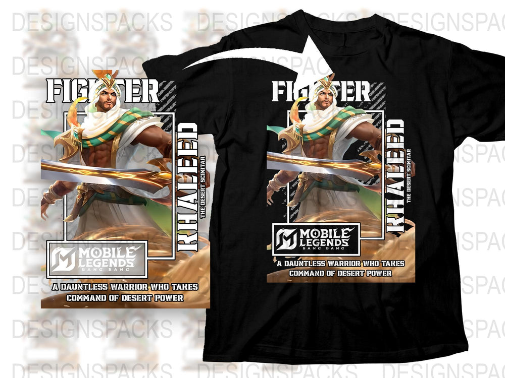 Mobile Legends Graphic T-Shirt, Dauntless Desert Warrior Design, Casual Gaming Apparel, Unisex Cotton Tee