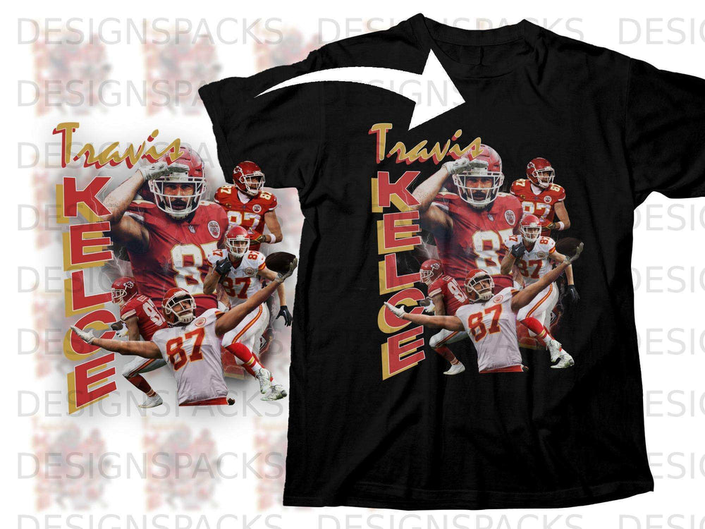 Kansas City Chiefs Travis Kelce #87 t-shirt design with player graphic.