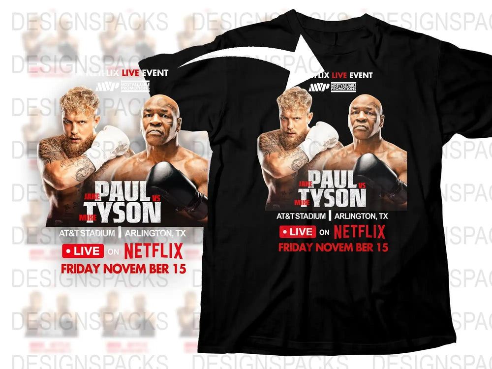 Paul vs Tyson Live Event T-Shirt, Boxing Match Graphic Tee, Arlington Event November 15, Collectible Sports Shirt