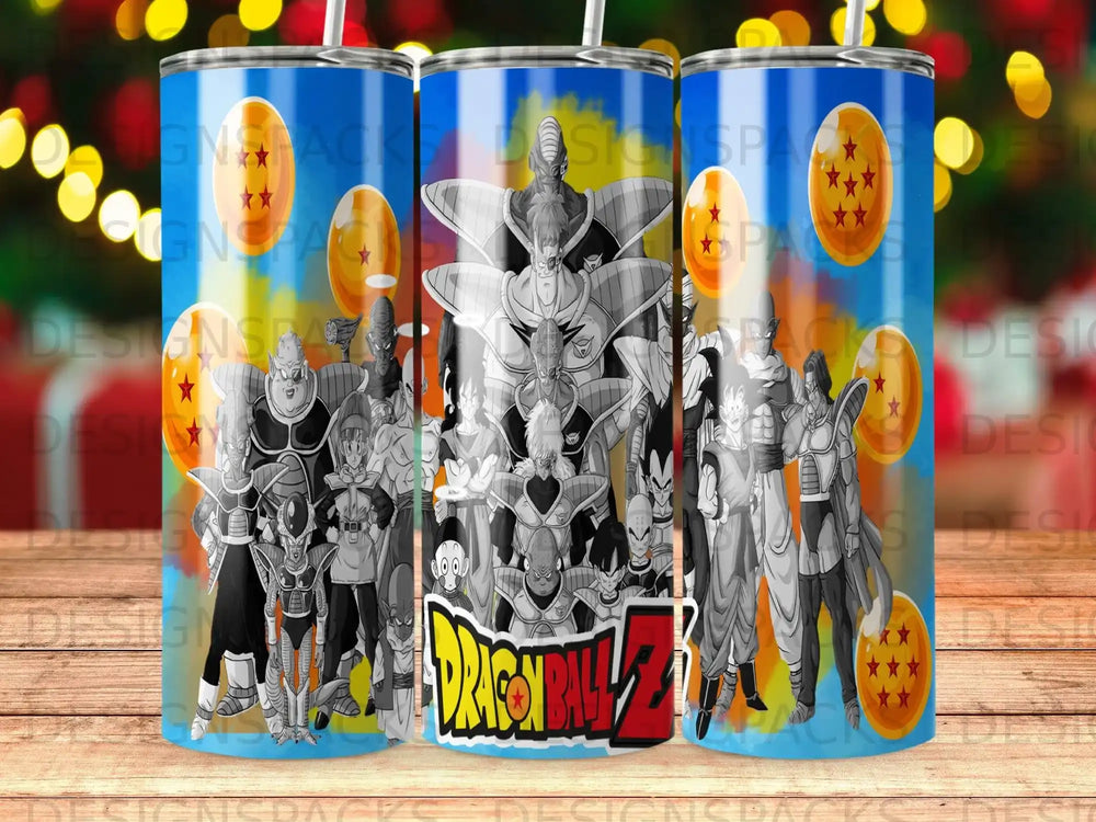 Dragon Ball Z characters with a Dragon Ball graphic.