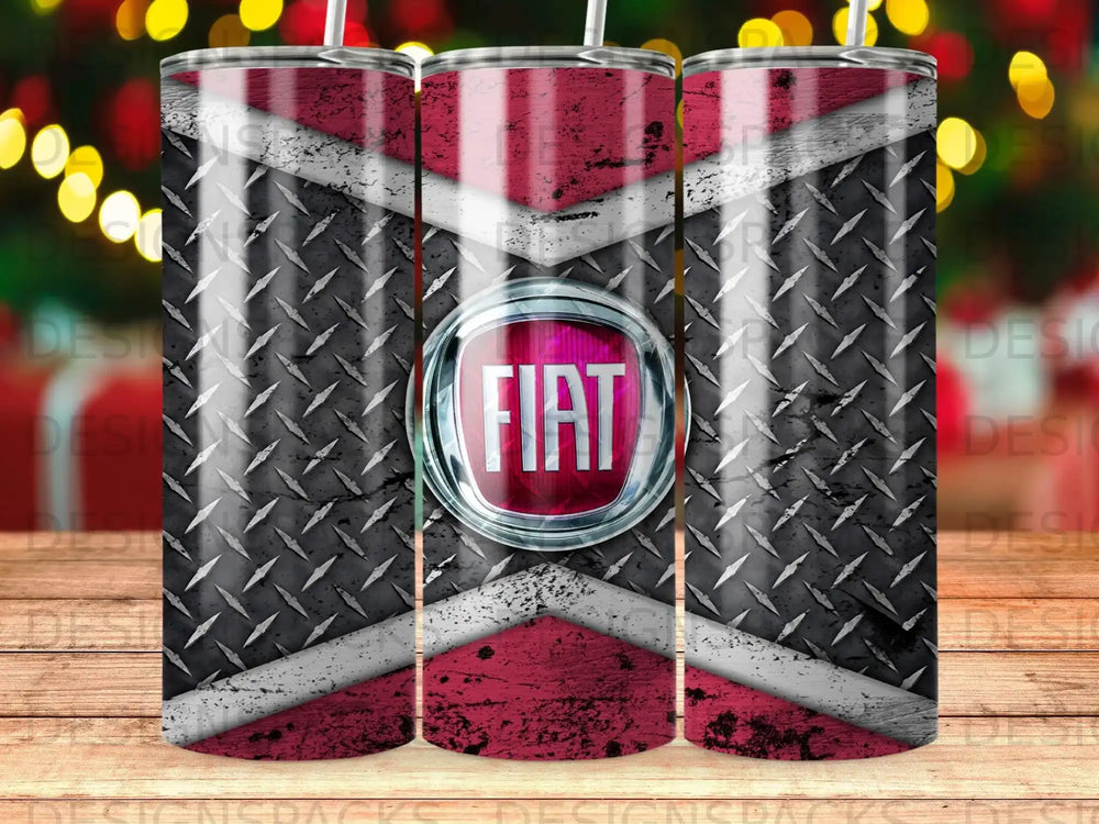 FIAT Logo Diamond Plate Grunge Red White Black Tumbler product type