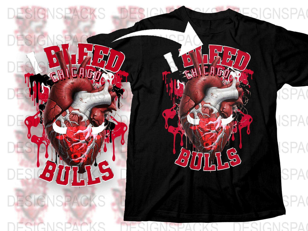 Chicago Bulls Fan T-Shirt, I Bleed Chicago Bulls Graphic Tee, Sports Enthusiast Gift, Bold Heart Design, Unisex Clothing