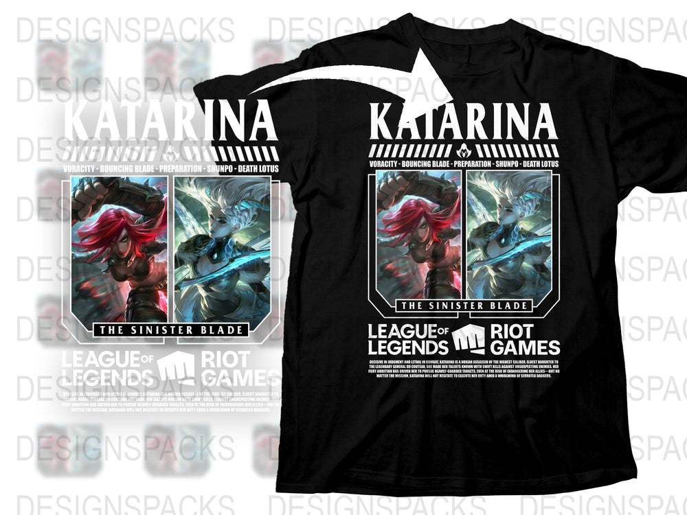 League of Legends Katarina T-Shirt, Sinister Blade Gamer Tee, Riot Games Official Merchandise, Fan Gift Idea