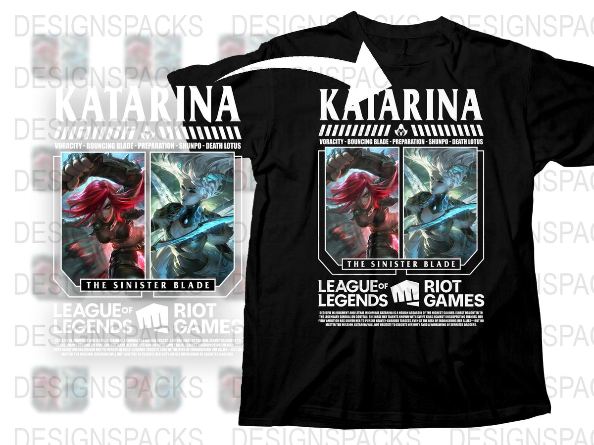 League of Legends Katarina T-Shirt, Sinister Blade Gamer Tee, Riot Games Official Merchandise, Fan Gift Idea