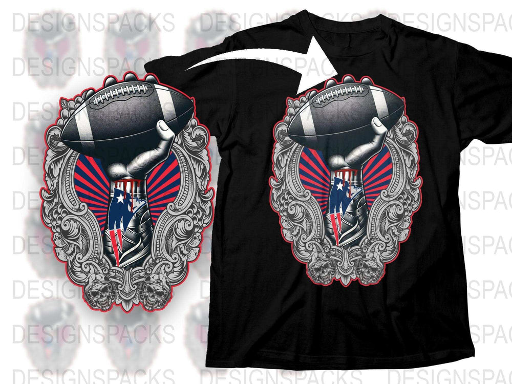 American Football T-Shirt, Patriotic Design, Black Sports Tee, Men's Graphic Shirt, Casual Wear, Unique Football Apparel