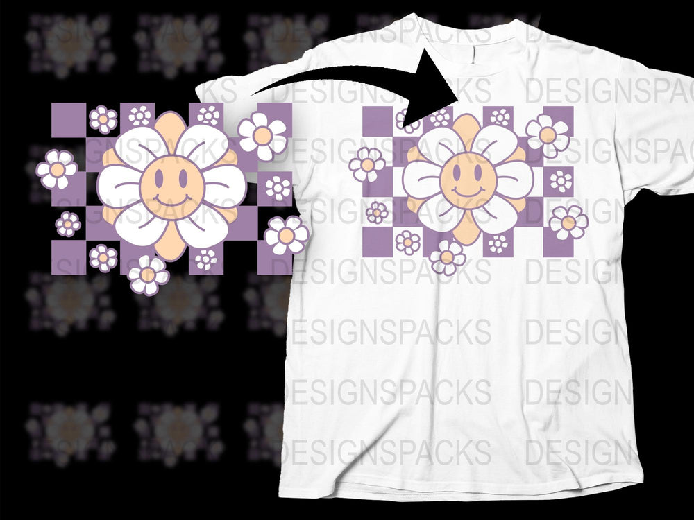 Colorful Floral and Geometric Pattern T-Shirt, Unisex Fashion Tee, Trendy Flower Design Shirt