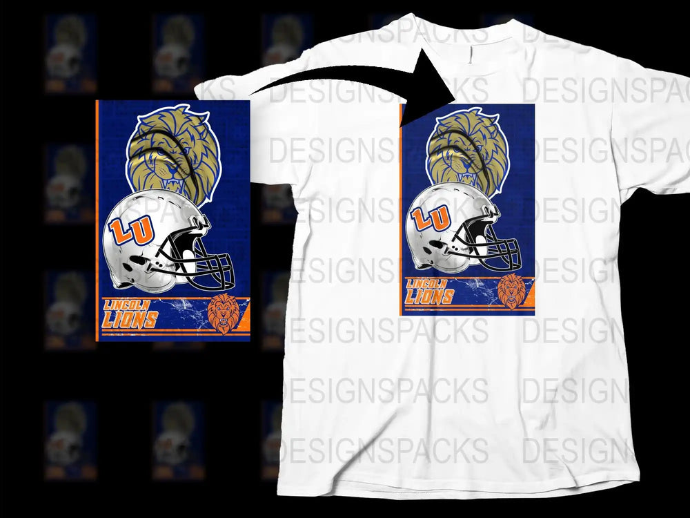 Unisex Lions University Graphic T-Shirt, Blue and White Sports Tee, Team Helmet Design, Casual Wear