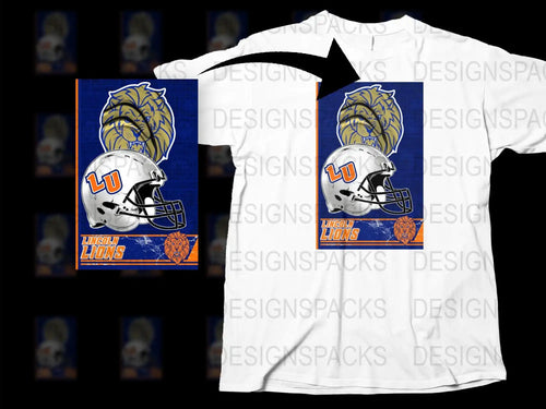 Unisex Lions University Graphic T-Shirt, Blue and White Sports Tee, Team Helmet Design, Casual Wear